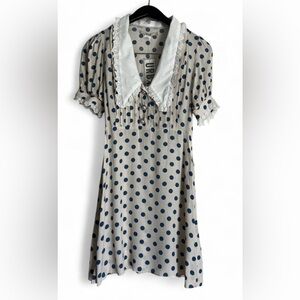Kimchi Blue from Urban Outfitters Cream Dress with Navy Polka Dots
